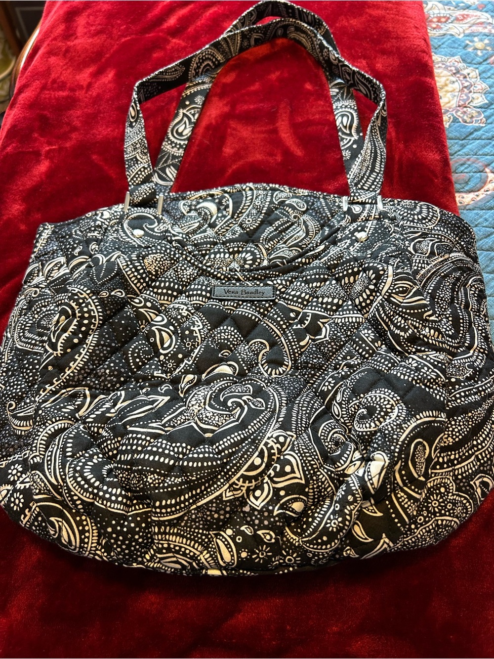 Vera Bradley Black & White Quilted Paisley Tote